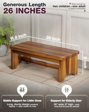Extra Wide 26In Wooden Step Stool One Step Stool Holds up to 550 Lbs Warm Acacia