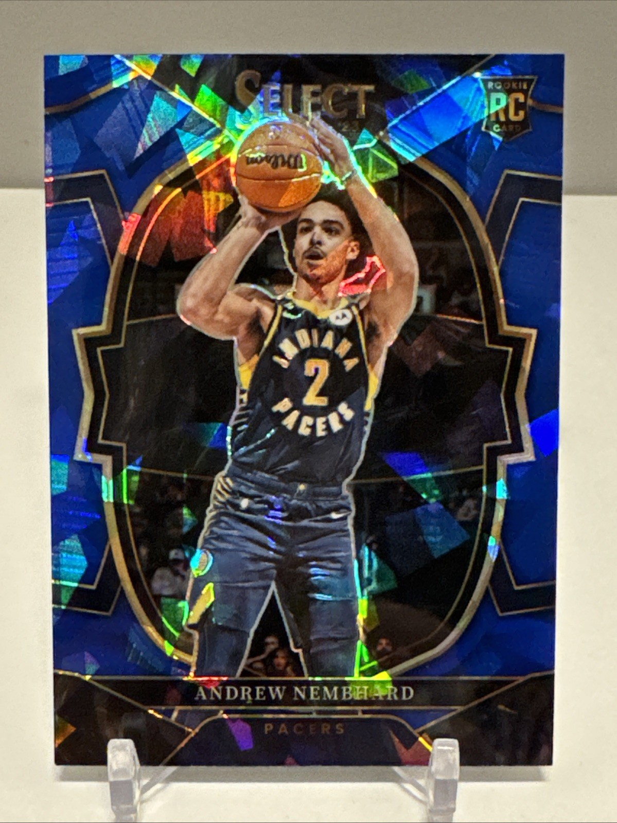 2022-23 Select Andrew Nembhard RC Blue Cracked Ice Prizm Concourse #77 Pacers