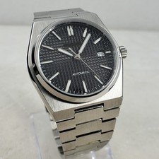 CUSTOM PRX BLACK/SILVER TEXTURED AUTOMATIC NH35 MOVEMENT MEN'S WATCH