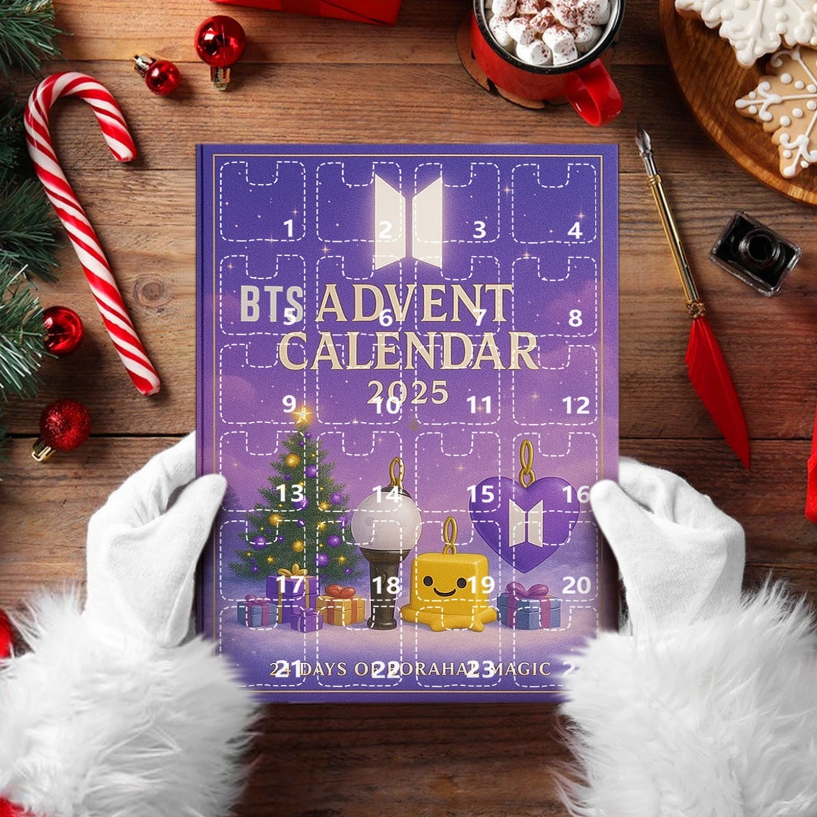 Acrylic Advent Calendar Blind Box 2025 with 24 BTS Hanging Ornaments and Keychains