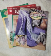 Lot of 4 Crochet on the Double Pattern Booklets Slippers Accessories Home Decor