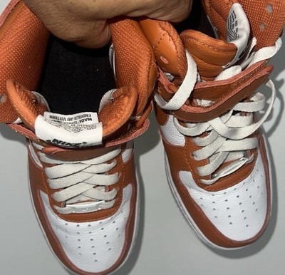 B6/Nike Air Force 1 High Top Orange White Leather Men display picture 2