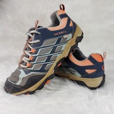 MERRELL Moab Select Dry Navy Blue Orange Outdoor Trail Hiking Shoes Boys Sz 7M