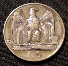 1927 italy 5 lire xf lira Victor Emmanuel eagle popular silver world type coin
