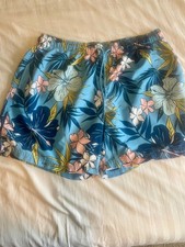 Hawaiian Floral Men's swim trunk draw string back pocket side mesh pockets XXL