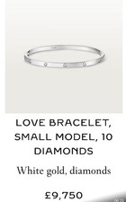 Cartier Love Bracelet, Classic Model, 10 Diamond, 18k White Gold Size 17