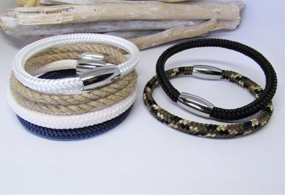 Armband Unisex Segelseil Edelstahl Farbauswahl Fußball Surfer Damen Herren Kind - Bild 3 von 4