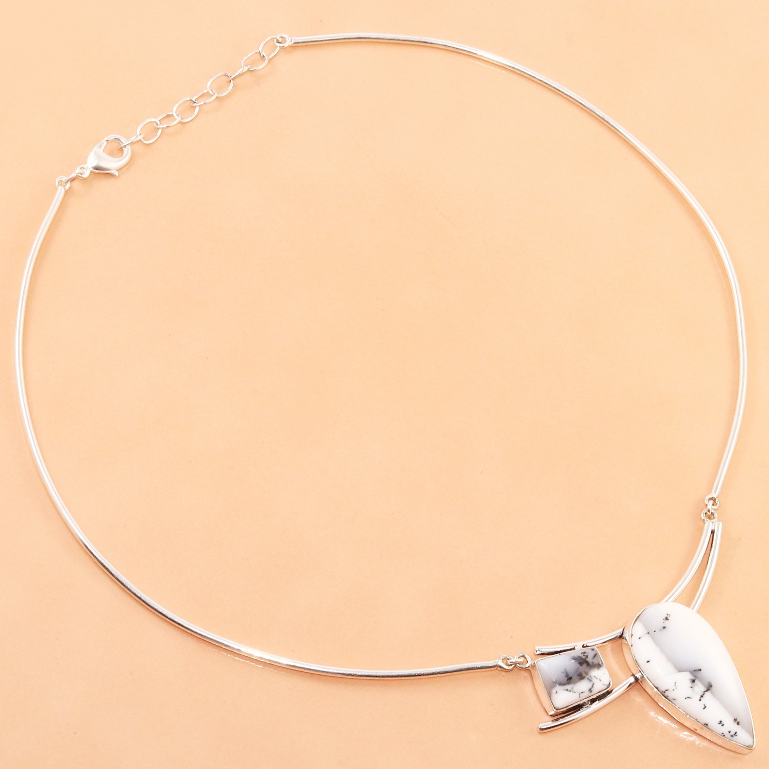 Necklace Dendritic Opal Gemstone Handmade Ethnic Jewelry 16''