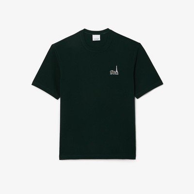 LACOSTE x HIGHSNOBIETY T-SHIRT GRÜN PIQUÉ ''NOT IN PARIS'' (GR.4/M) - NEU