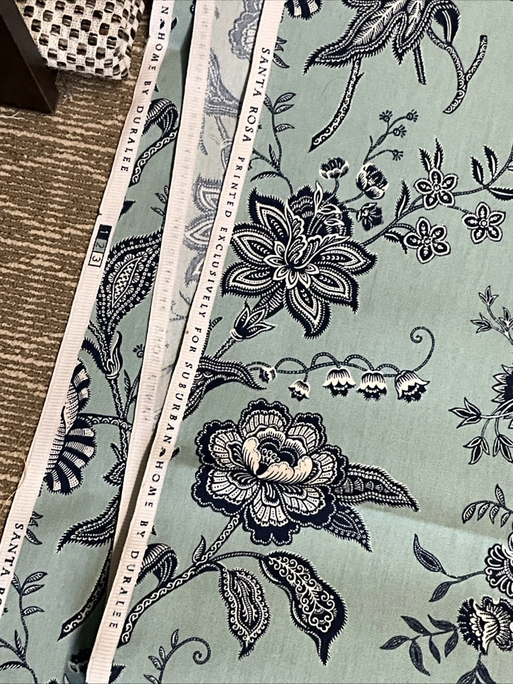 Tela azul 5,5 yardas resistente floral diseñador Santa Rosa casas suburbanas Duralee Foto 4 de 4