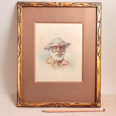 1900s Southern Black Man Watercolor Painting Maria Howard Weeden Alabama Antique