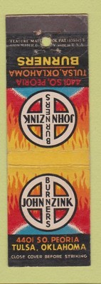 Matchbook Cover - John Zink Burners Tulsa OK feature WEAR