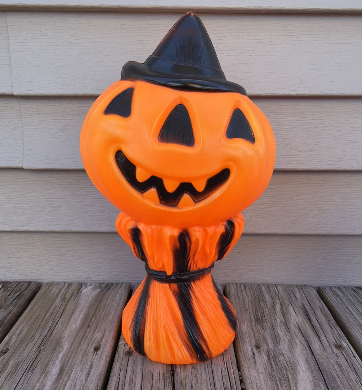 Vintage 1969 Empire Plastic Halloween Blow Mold Pumpkin Jack-O-Lantern Tested