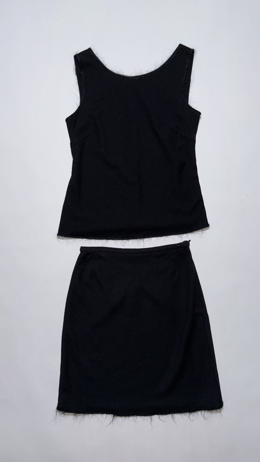 Archive Vintage Prada Fall 1998 Black Fuzzy Wool Sleeveless Skirt Set 40 image 5
