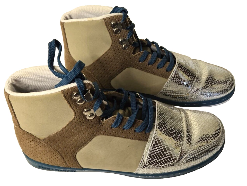 Zapatillas deportivas CR de caña alta de moda para mujer talla 8L gamuza plateadas metálicas Foto 3 de 4