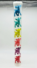 Set of 6 Tinsel Town Flocked Deer Ornaments Multicolor Pink Red Blue Purple NEW