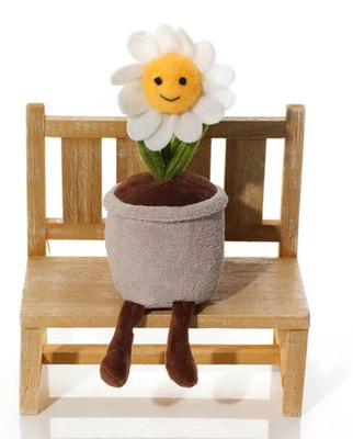 Gänseblümchen Blume Plüsch - Regal Sitter - sitzend Ornament Gärtner Geschenk weich Spaß 21 cm