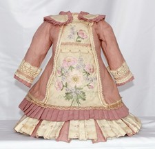 Handmade Floral Embroidery Dress for French Bébé Jumeau Bru Steiner 26-30"