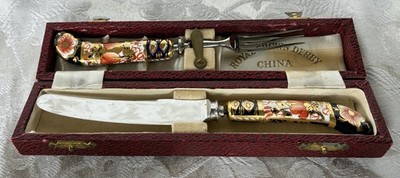 Vintage Royal Crown Derby Traditional Imari Tea Knife and Fruit Fork