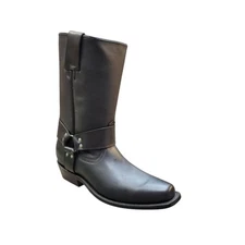 Toro Loco Men's Leather Wide French Square Toe Boots - Grasso Black