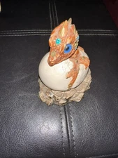 Windstone Editions ~ 1984 ~ Brown Hatching Baby Dragon Figurine ~ Pena Lot of 2 