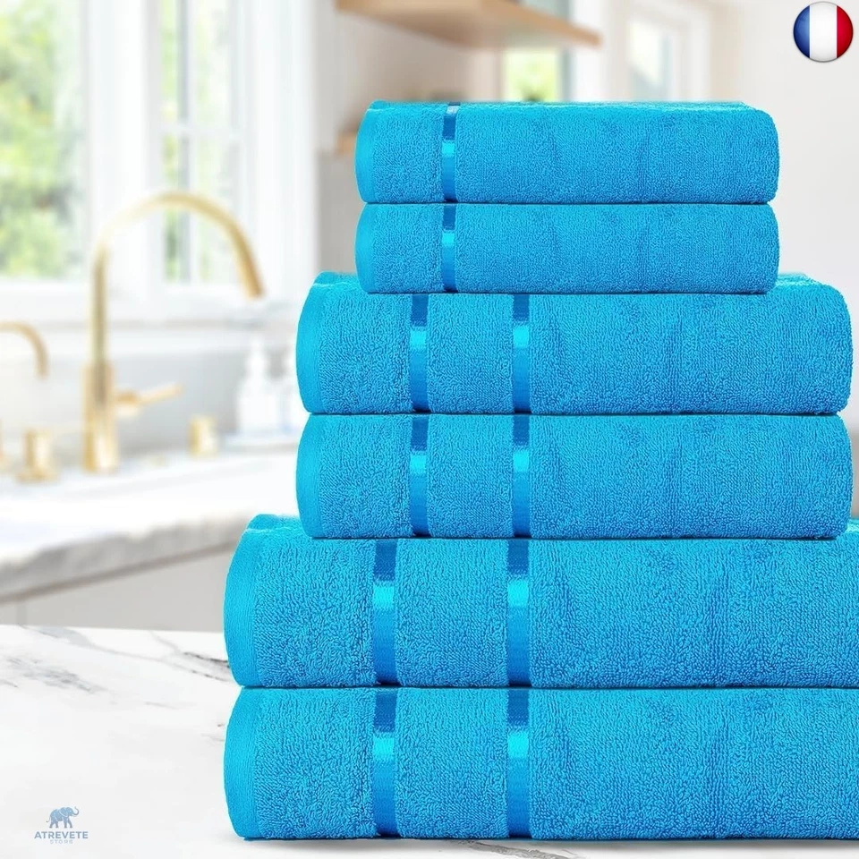 Casa Copenhagen Eternal Ensemble de Serviettes 6 pièces, Bleu Sarcelle, 500  - Photo 4/4