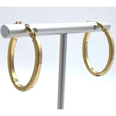 10K Vermeil Creolen längliche Marke JCM 925 minimalistisch Gold über Silber 8g