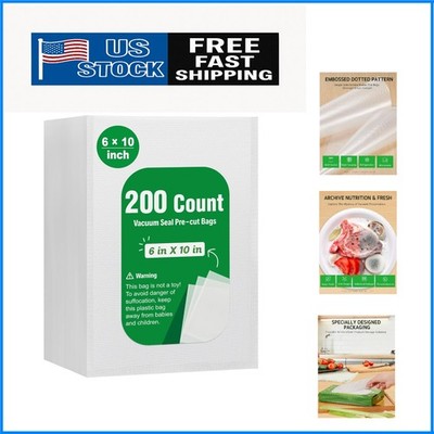 Commercial Grade Heavy Duty Vacuum Sealer Bags | 6x10  Precut for Food Safety
