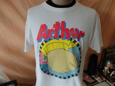 Vintage Arthur T Shirt Adult size L White Fist 2001 Cartoon PBS Y2K