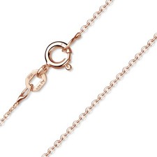 MATERIA feine Rosegold Ankerkette 925 Silber 1mm Damen Kette rosé vergoldet