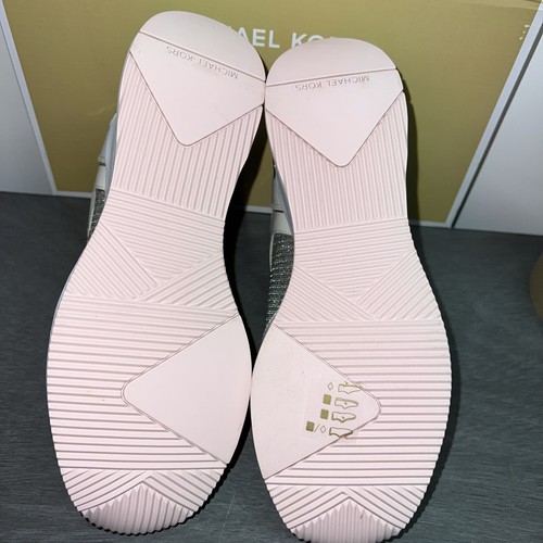 MICHAEL KORS Crista Mixed-Media Sneaker - Weiß mit Silber Glitzer - Größe 7,5 - Bild 6 von 8