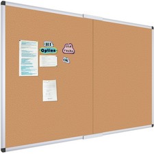 60x48 Inch Large Cork Bulletin Board Foldable Wall Mounted Aluminum Frame