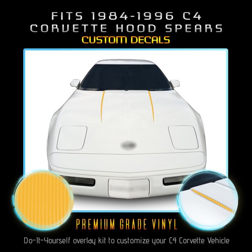 For 1984-1996 C4 Corvette Hood Spears Stripes Vinyl Decals - Matte Carbon Fiber - Foto 15 di 15