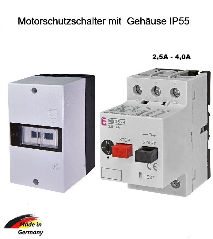 ETI Motorschutzschalter 2,5A - 4,0A mit Gehäuse 004600080 004600200