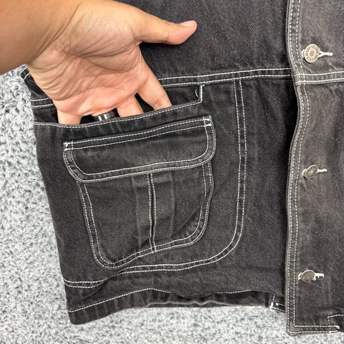 Vintage Jnco Jacket Mens Large Black Denim Vest Baggy 90s USA Skater Grunge L - Picture 6 of 13