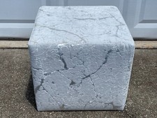 New Square Cube Ottoman Footstool Pouf Stool Designer Fabric White Cut Velvet