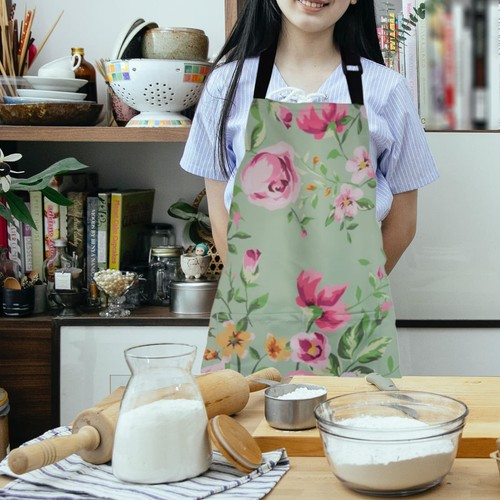 Cooking Aprons for Women with Pockets Cute Kitchen Floral Apron for Chef Baki... - Picture 2 of 6