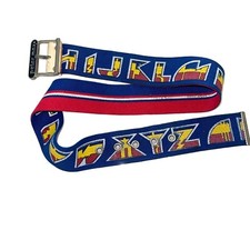 Peter Max Canvas Belt Vintage Pop Art Alphabet Enamel Signed Blue Red 70s Retro