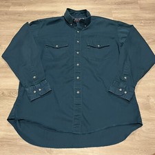 Vintage Wrangler Men's 16.5-35 X-Long Tails Teal Green Button Down Western Shirt