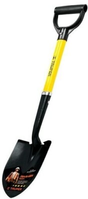 Truper 31205 Tru Pro Short D-Handle Round Point Shovel, 19-In Fiberglass, 20-In