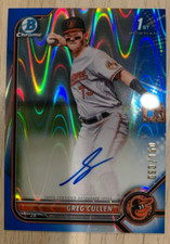 2022 Bowman Chrome 1st auto blue wave GREG CULLEN #ed 93/150! Baltimore Orioles