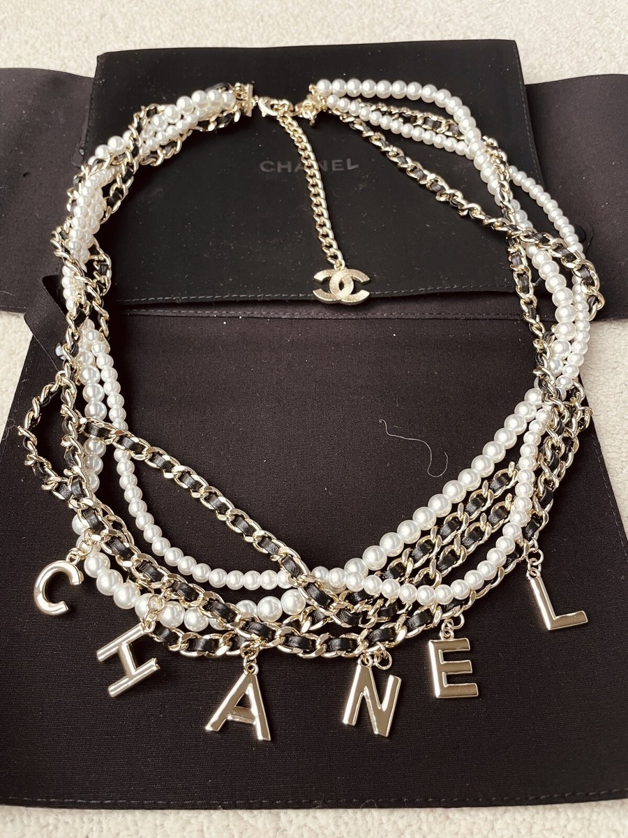 CHANEL Layered Multi Chain Faux Pearls Statement Necklace/Belt