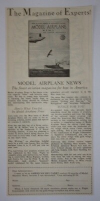 1931 Model Airplane News Magazine Advertisement
