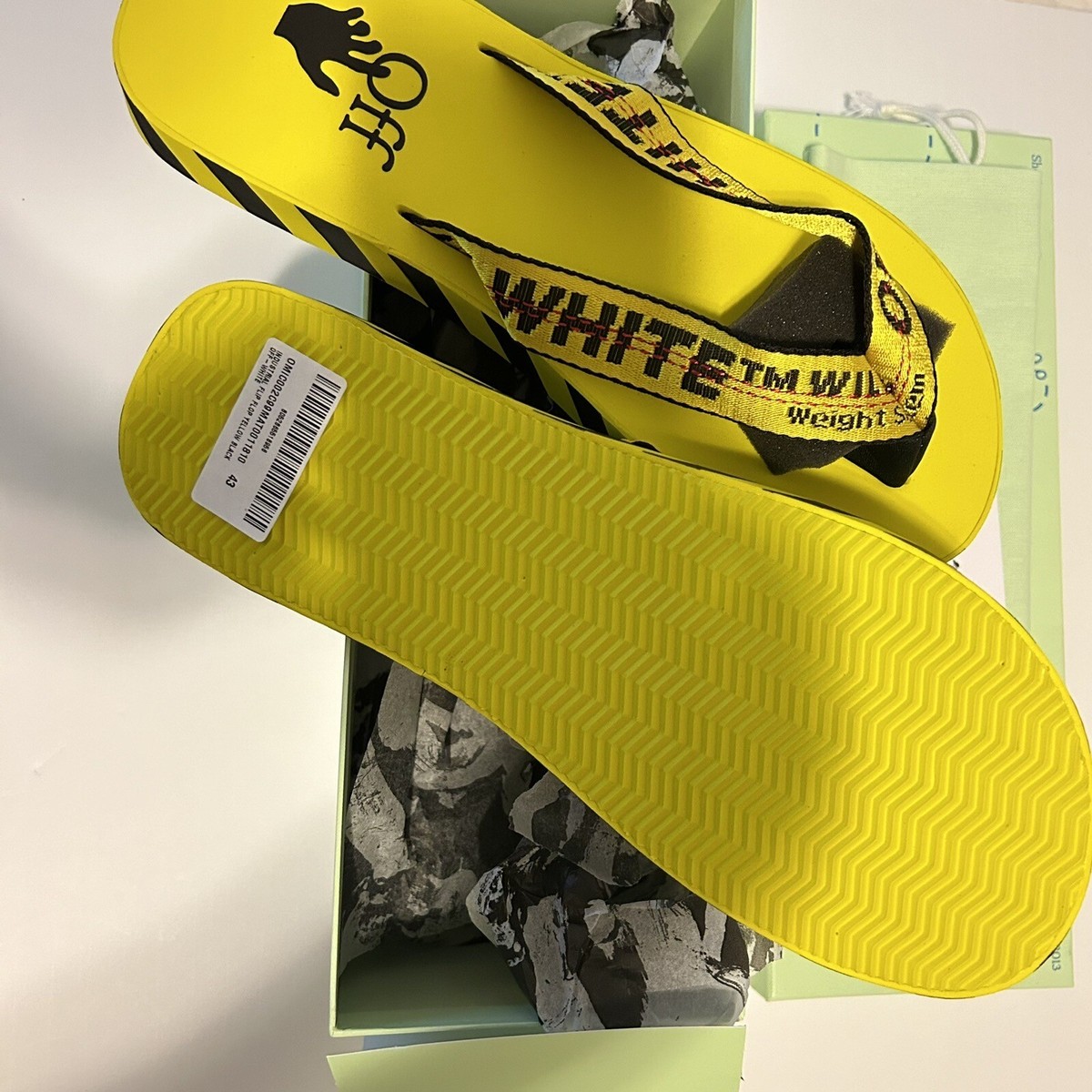 OFF-WHITE Industrial Logo Flip Flops Yellow Men's 10 | eBay