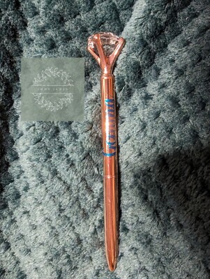 Personalised Gem Diamond Pen Blue Ink Customisable Great