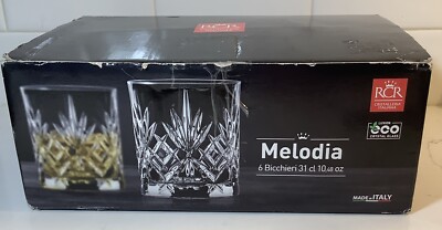 RCR Crystal Glass Tumblers Melodia Set of 6 Glasses New in Box