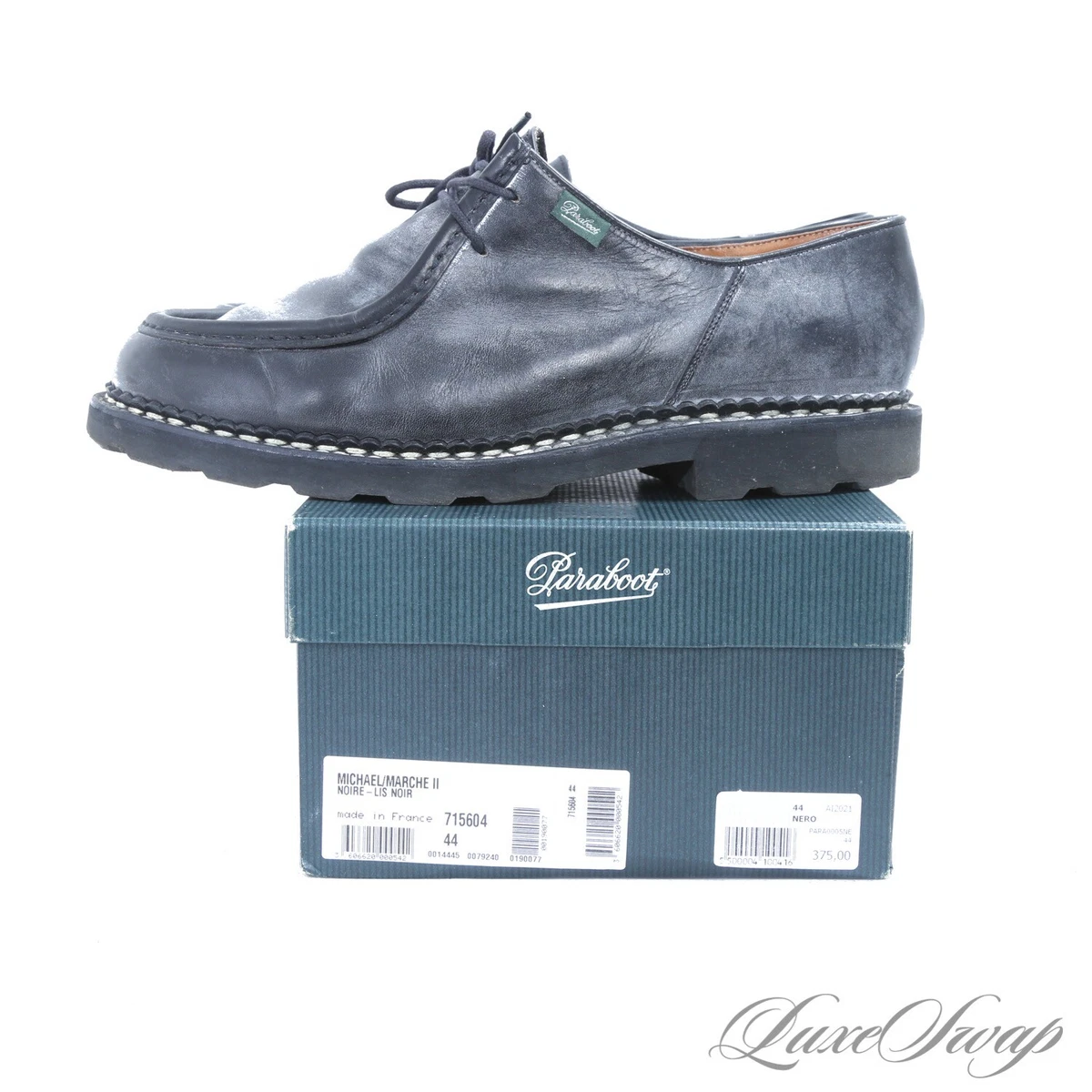 €375 Paraboot Made in France Michael Marche II Black 2 Eyelet