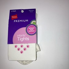 VINTAGE INFANTS TIGHTS White with grippers, HANES,Size 18-24 MOS.Months.2 PAIRS