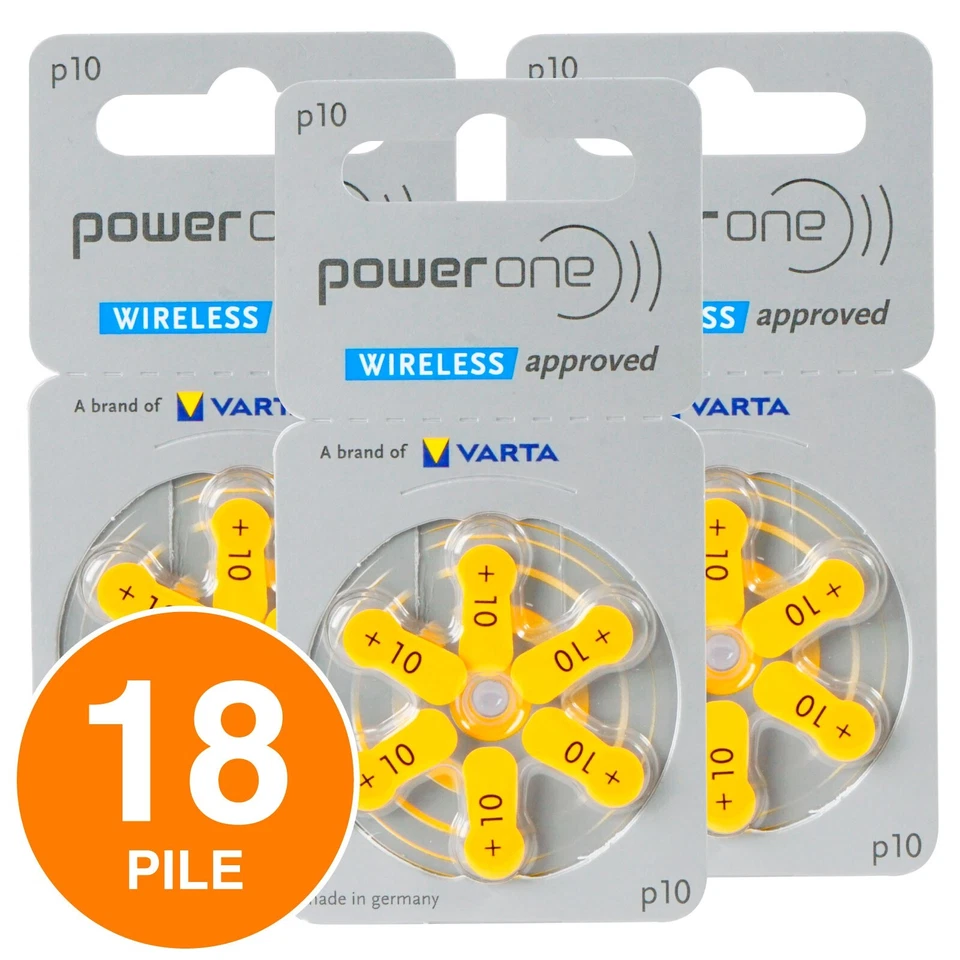 18 Batterie PILE POWERONE 10 per Apparecchio Udito PROTESI Acustica PR70 p10•
