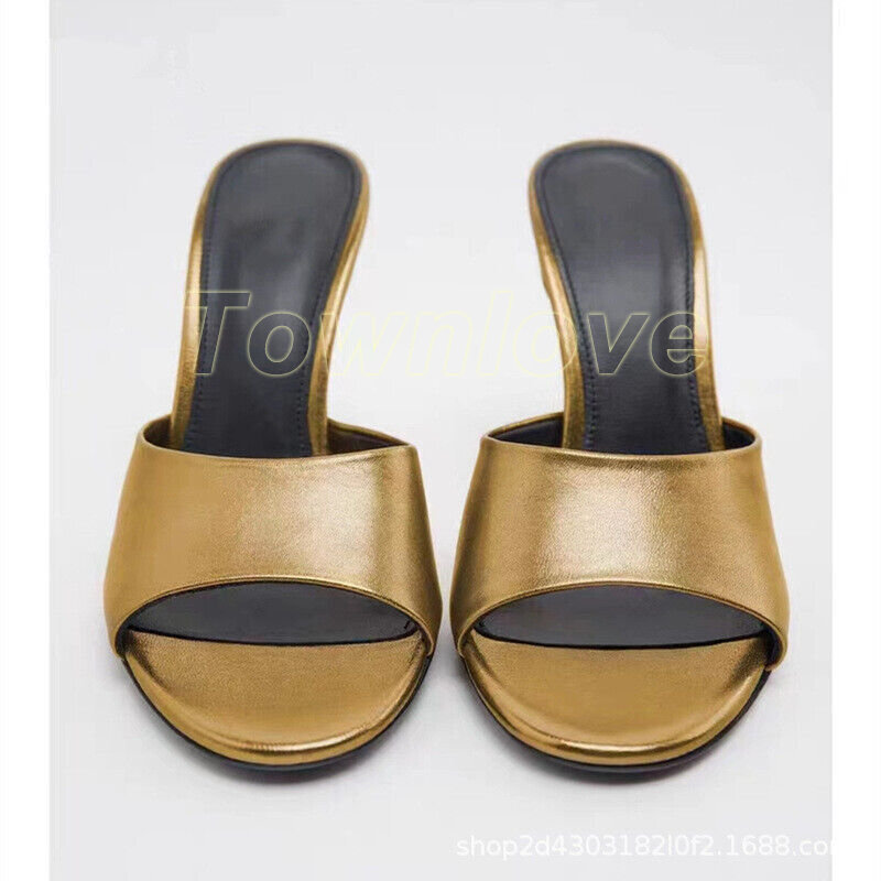 PANTOFOLA D’ORO Scarpe pantofole donna punta aperta pelle ballo estivo sandali tacchi a stiletto sandali